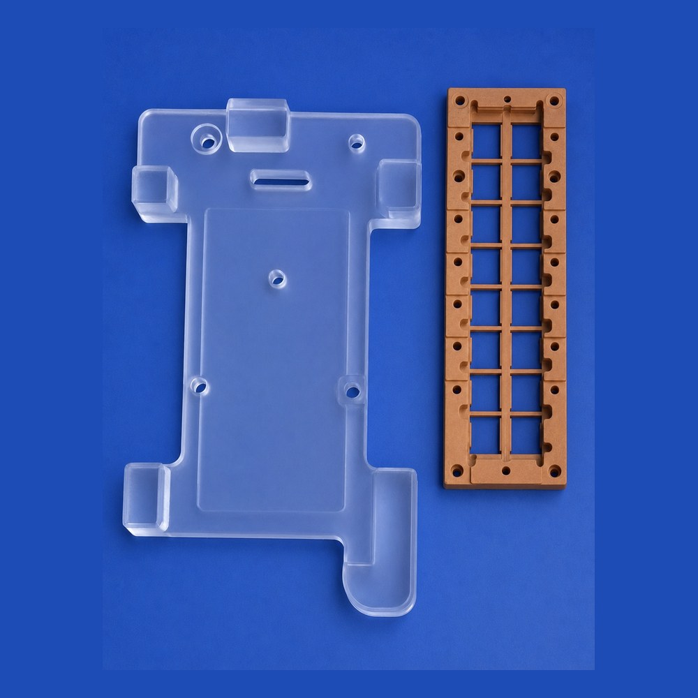 Transparent and brown custom plastic components