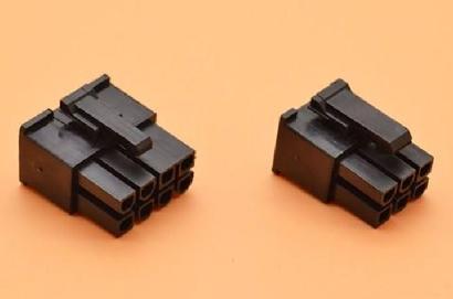 Black compact molded connector housings