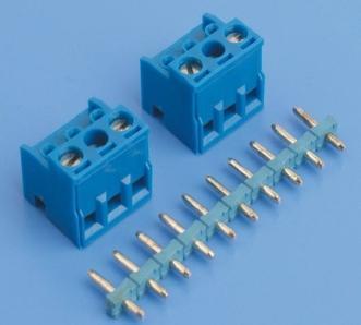 Blue molded connector and terminals
